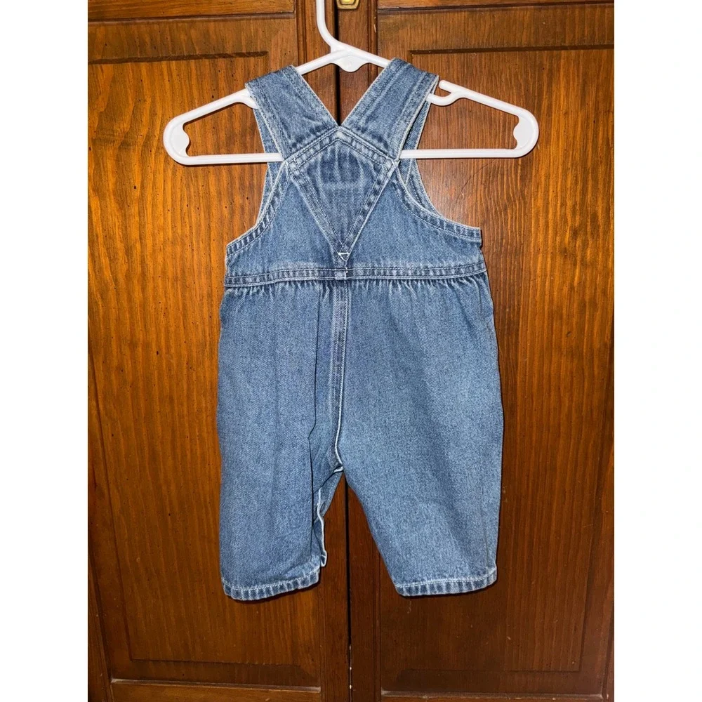 Y2K Carter's Baby Girl Denim Bear Overalls Romper 0-3 Months 100% Cotton